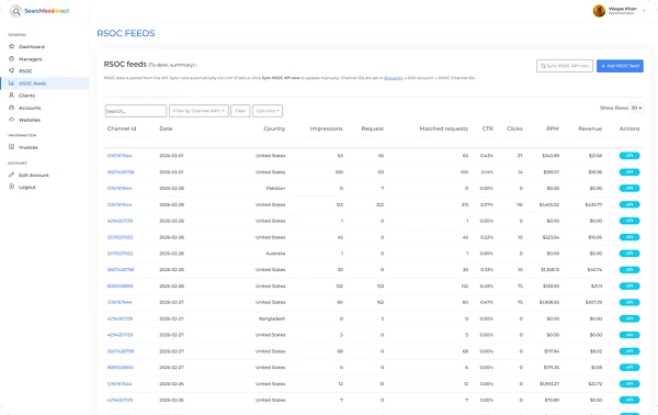 Client Live Feed - Searchfeeddirect